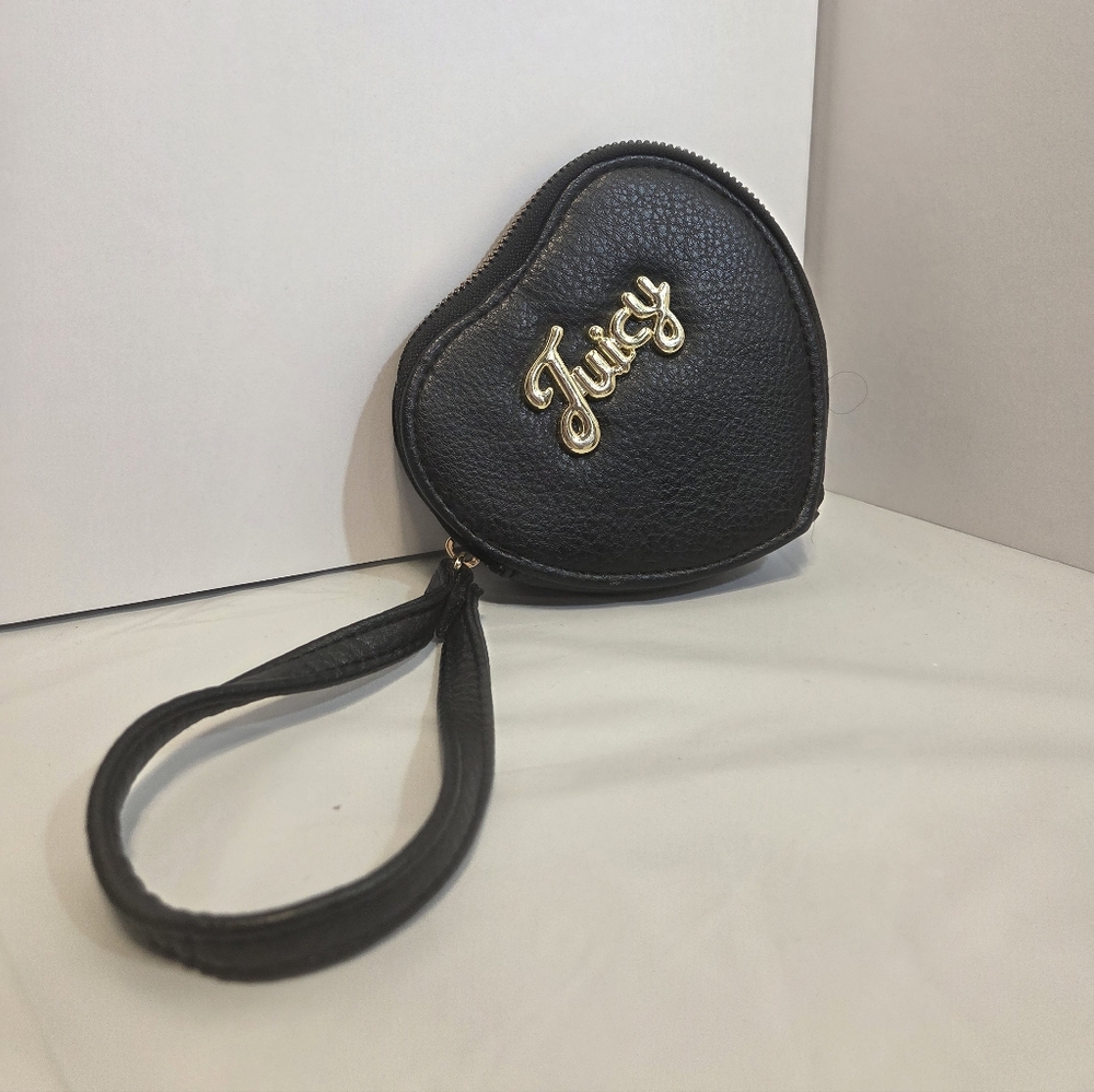 Juicy Couture Black Heart Wristlet with Gold Logo